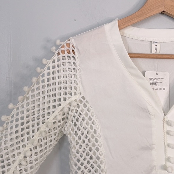 Thx Giving White Mesh Long Sleeve Top - Picture 3 of 7